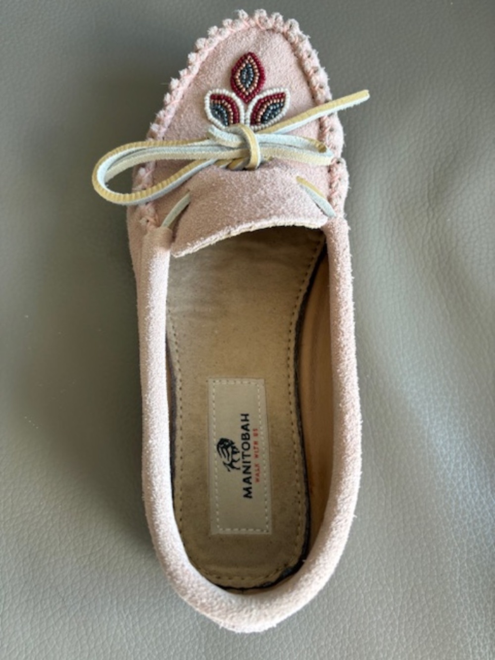 MANITOBAH MUKLUKS Kayak Women's sz 7 suede leather moccasin slippers pink quartz - Picture 9 of 16